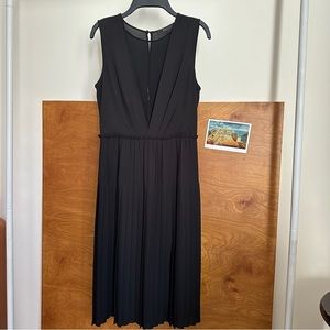 BCBG sheer and pleated black dress